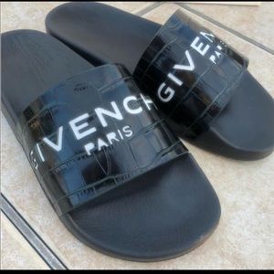 Givenchy Croc Embossed Leather Slides